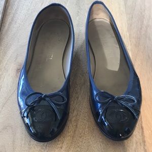 Dark Blue Chanel Ballet Slippers
